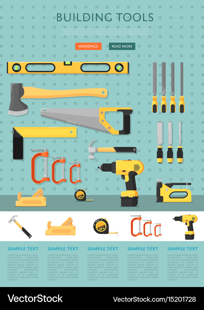Building tools website template for store vector image