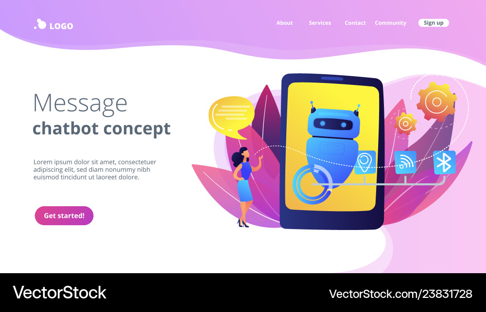 Chatbot virtual assistant via messagingconcept Chatbot virtual assistant via messagingconcept vector image