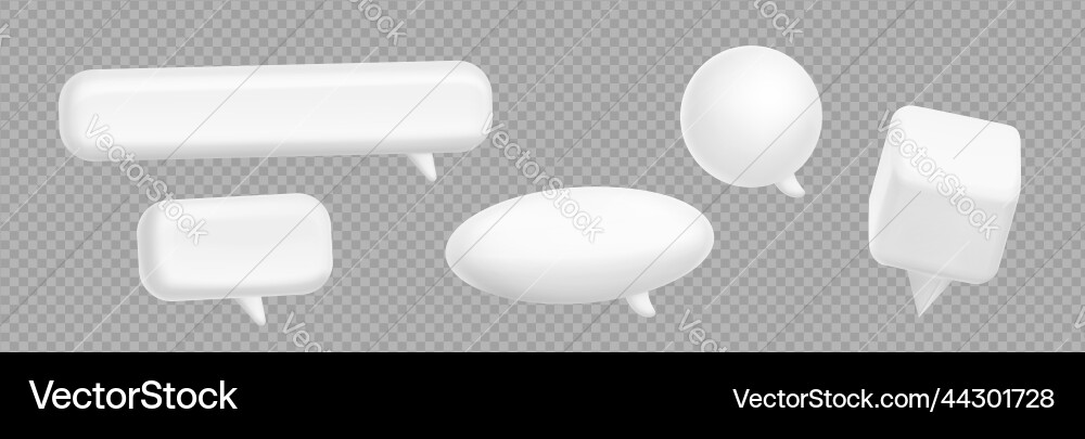 Empty white 3d speech bubbles different shapes Empty white 3d speech bubbles different shapes vector image