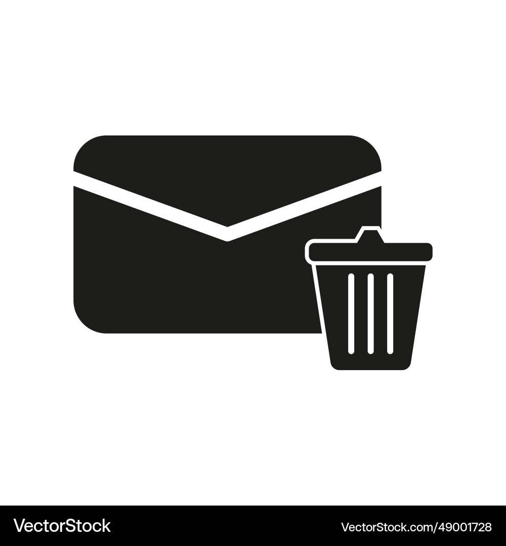 Envelope and garbage container icon sign delete Envelope and garbage container icon sign delete vector image