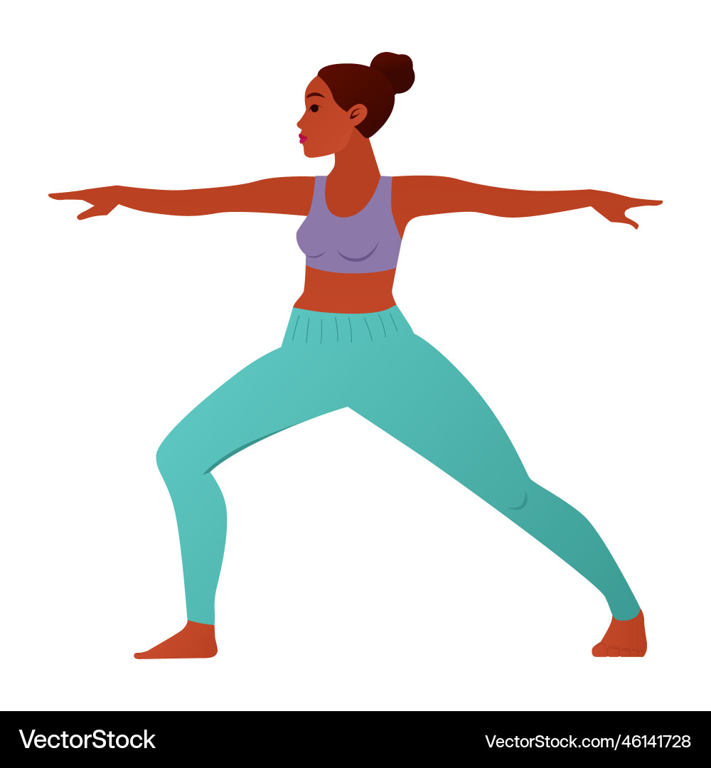 Girl doing yoga exercise warrior 2 pose vector image