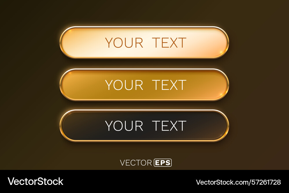 Golden frame label set color event bar button Golden frame label set color event bar button vector image