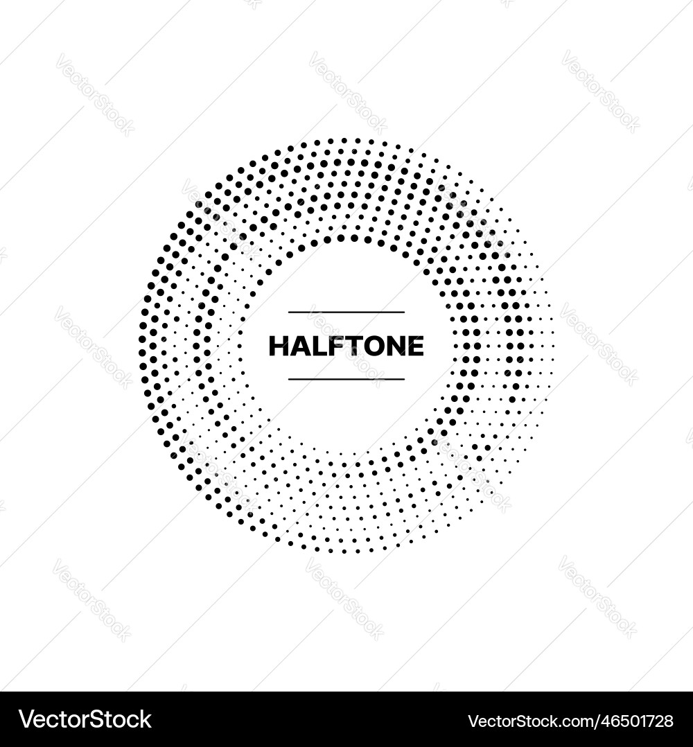 Halftone circle pattern frame black dots border vector image