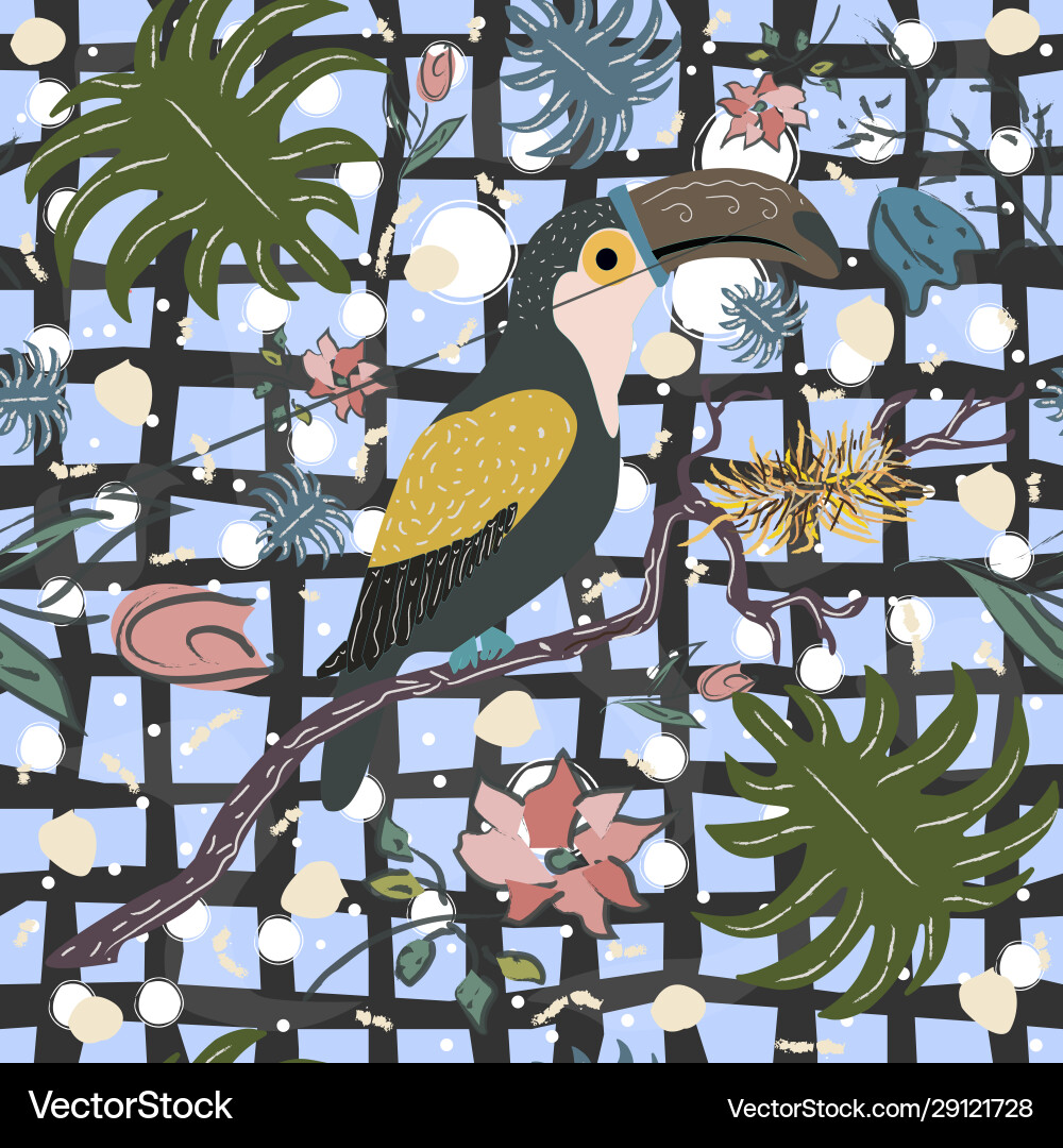 Hand gezogener toucan Vogel mit Nest Vektorbild