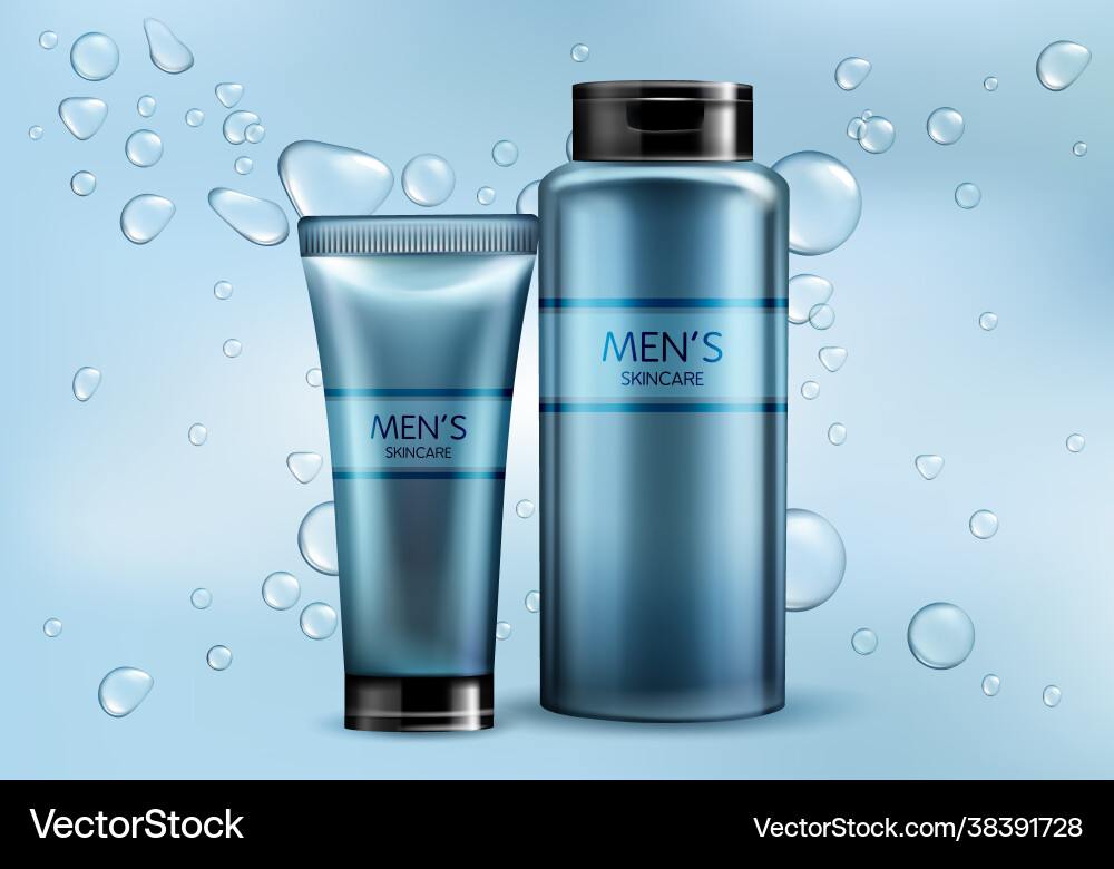 Herren Kosmetik-Produkte realistische Mockup Herren Kosmetik-Produkte realistische Mockup vektorbild
