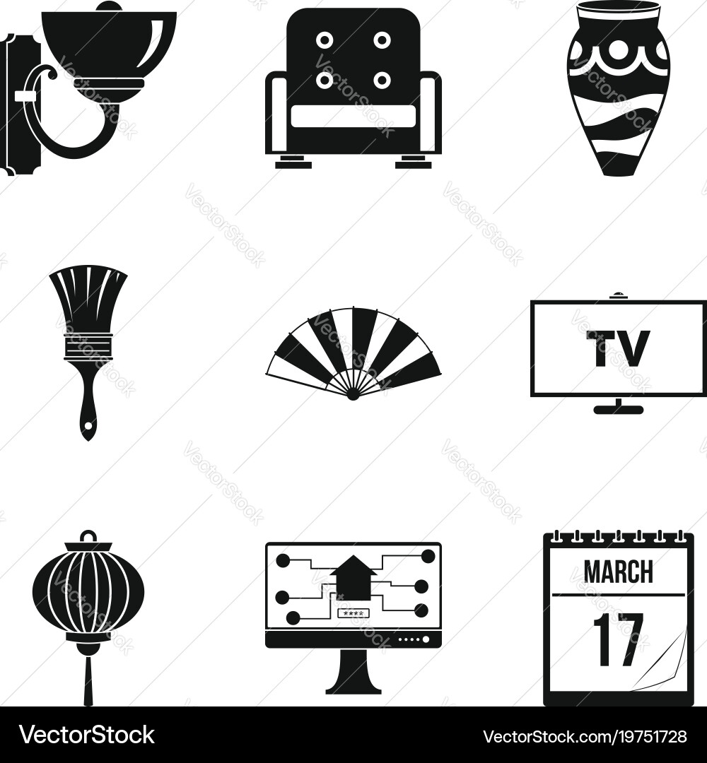 Inner part icons set simple style Vector Image