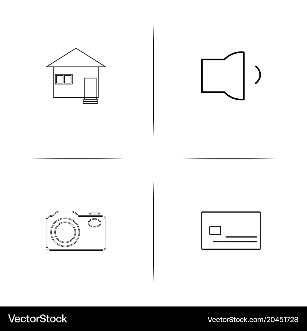 Interface simple linear icon setsimple outline vector image