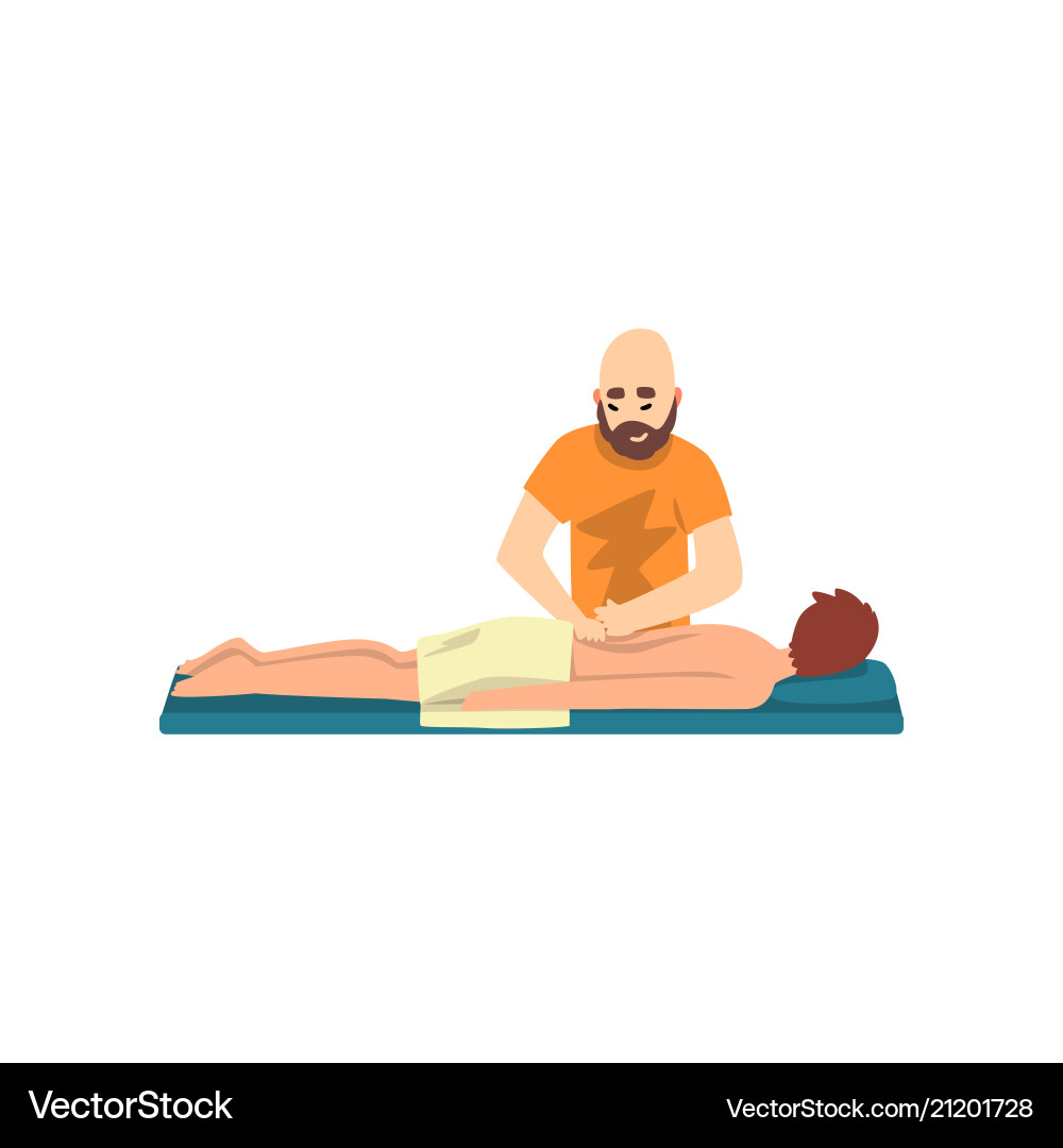 Massage therapy with man male therapist doing Massage therapy with man male therapist doing vector image