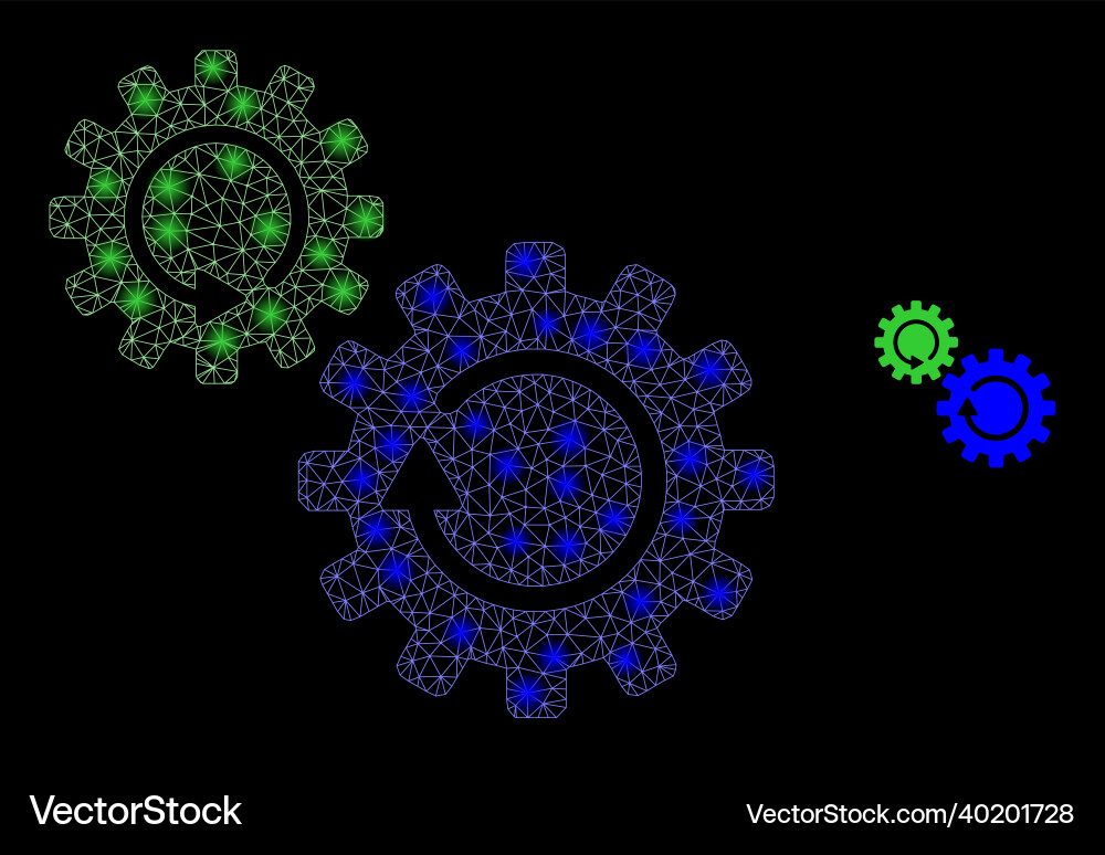 Mesh web gears rotation with shiny wire Mesh web gears rotation with shiny wire vector image