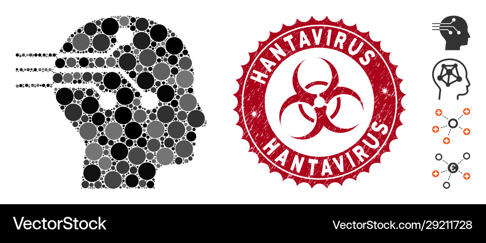 Mosaic brain interface icon with textured Mosaic brain interface icon with textured Vector Image
