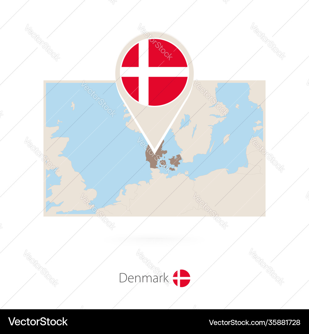 Rectangular map denmark with pin icon Rectangular map denmark with pin icon Vector Image