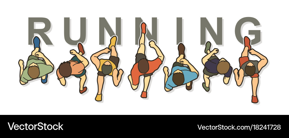 Running People Top View with Text vector image