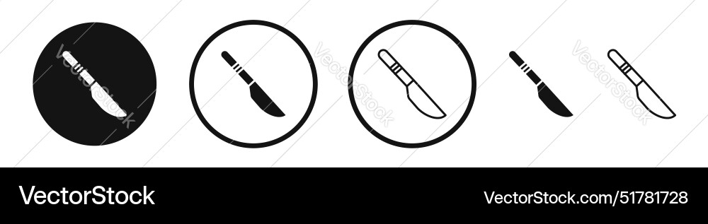 Scalpel path line icon set Vector Image