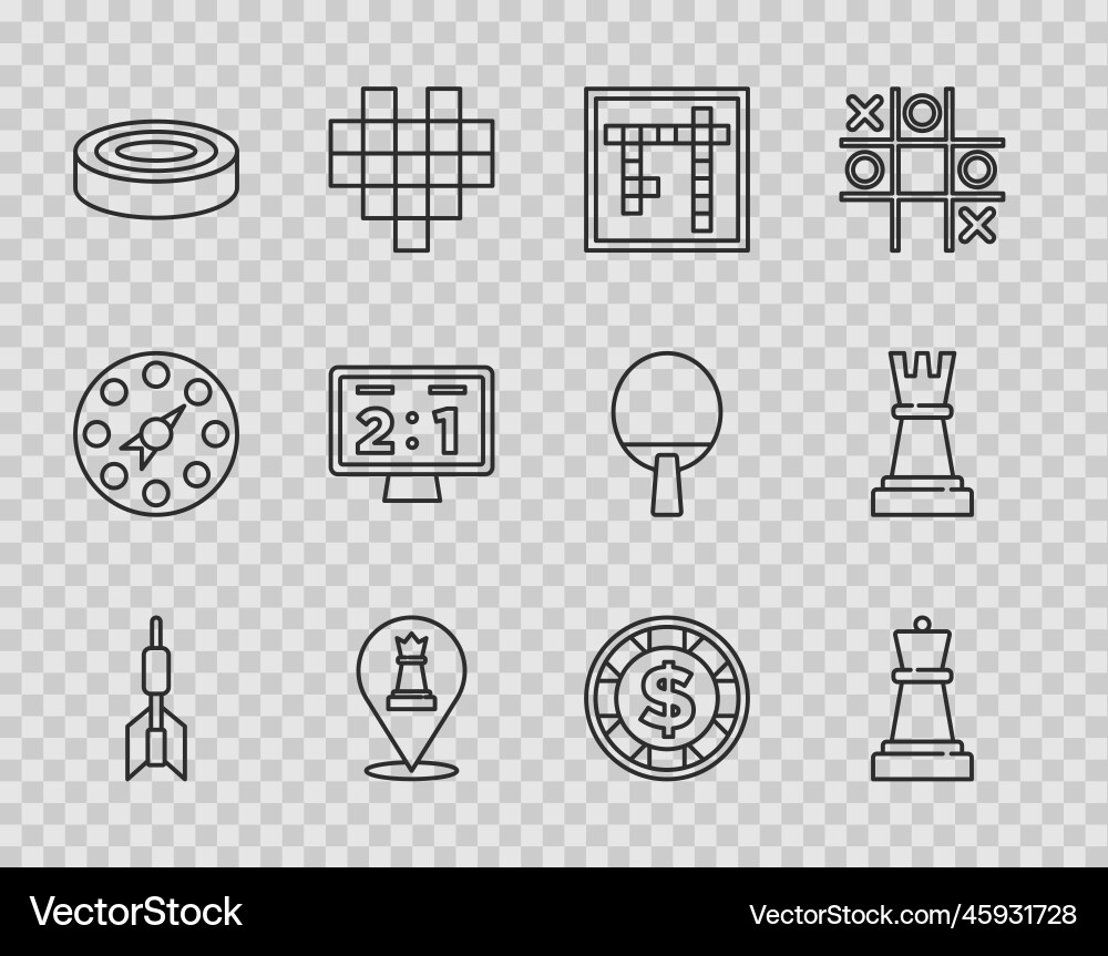 Set line dart arrow chess bingo checker game Vector Image