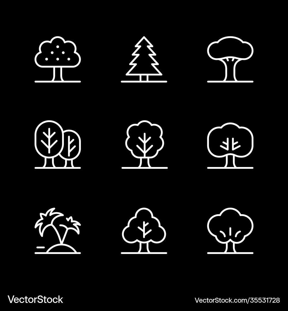 Set line icons tree Set line icons tree vector image
