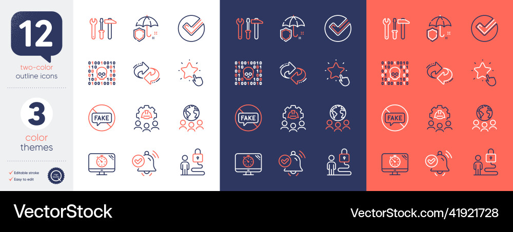 Set of refresh global business and verify line Set of refresh global business and verify line vector image