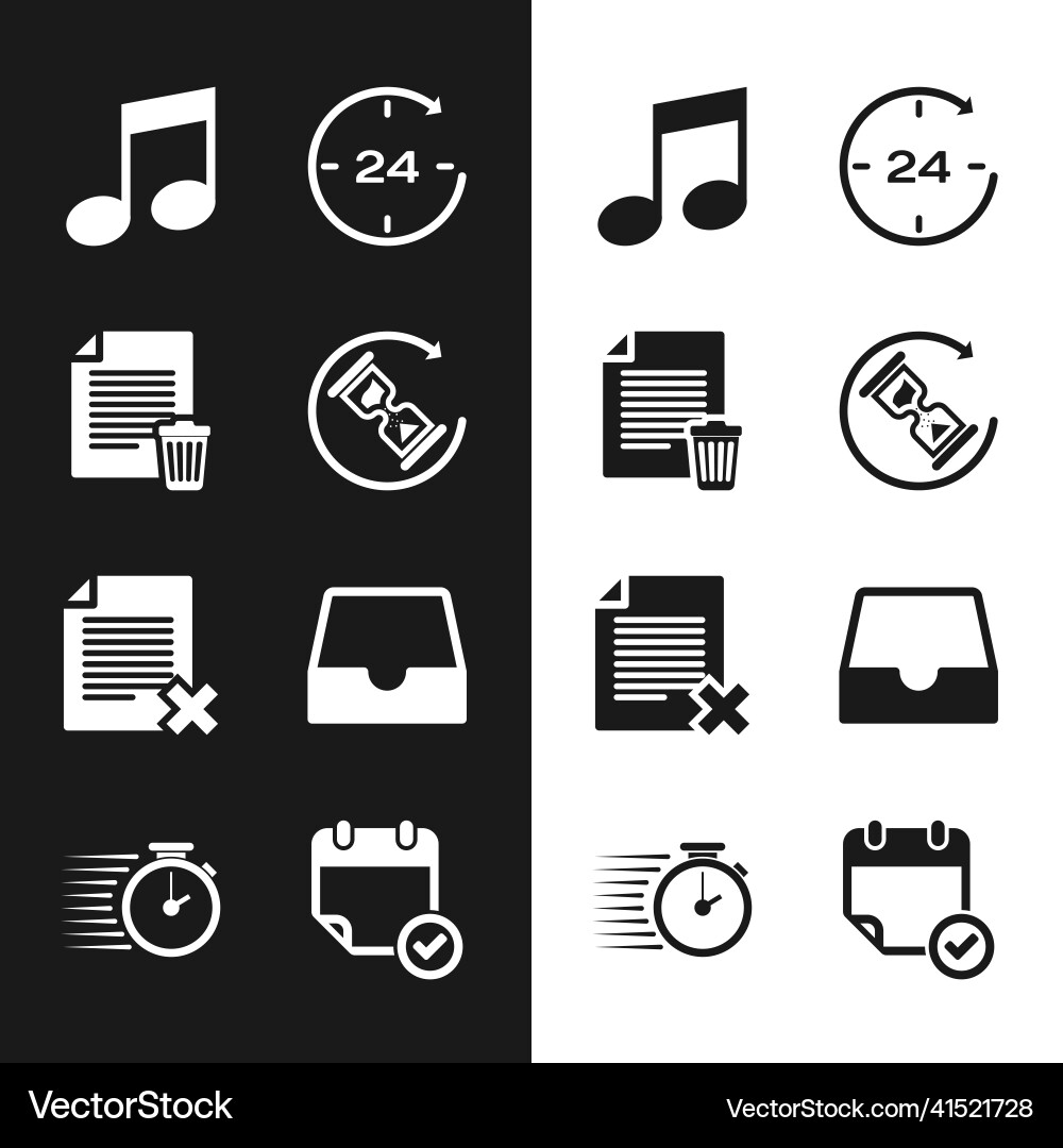 Set waiting delete file document music note vector image