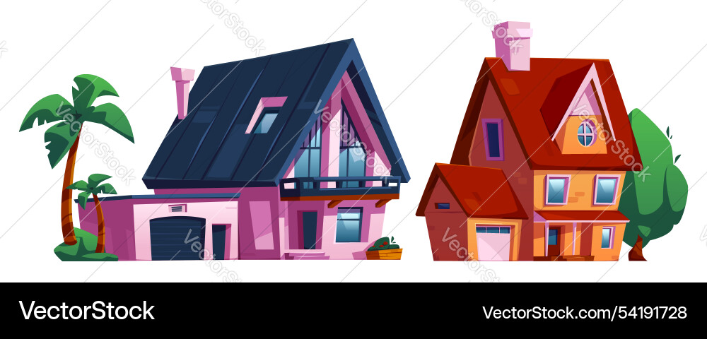 Suburban houses set isolated on white background Suburban houses set isolated on white background vector image