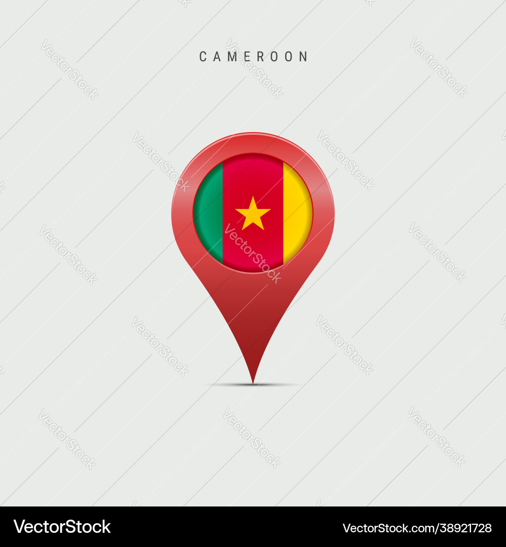 Teardrop map marker with flag cameroon 3d Teardrop map marker with flag cameroon 3d vector image