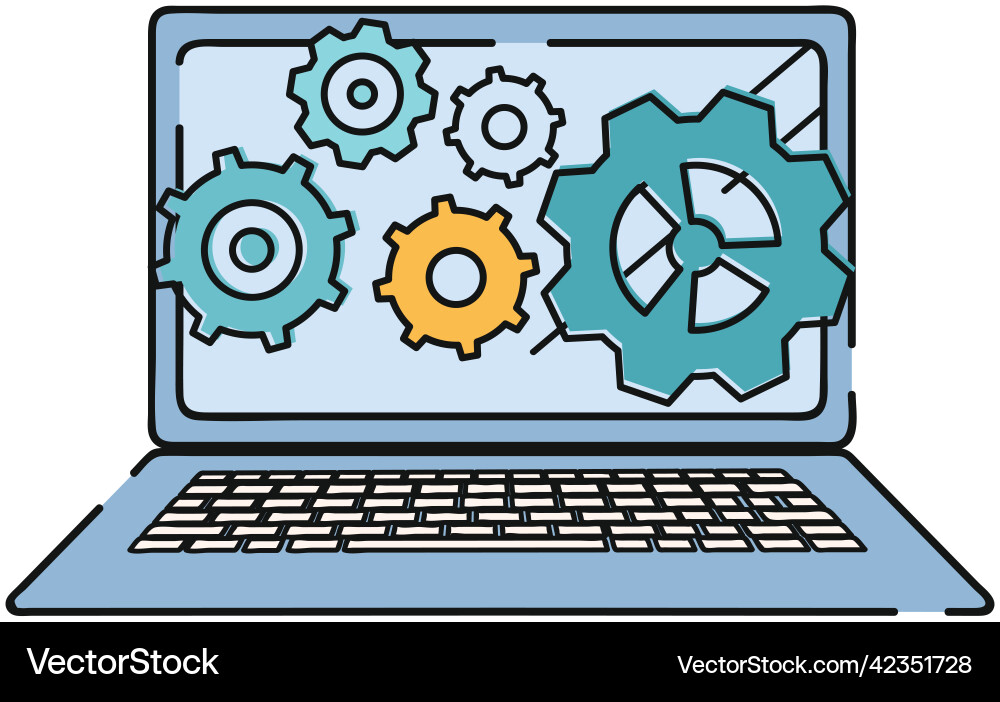 Technical support computer service gears Vector Image