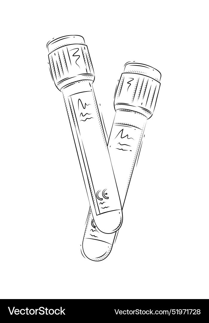 Test tube pair for medical purposes drawing Test tube pair for medical purposes drawing Vector Image