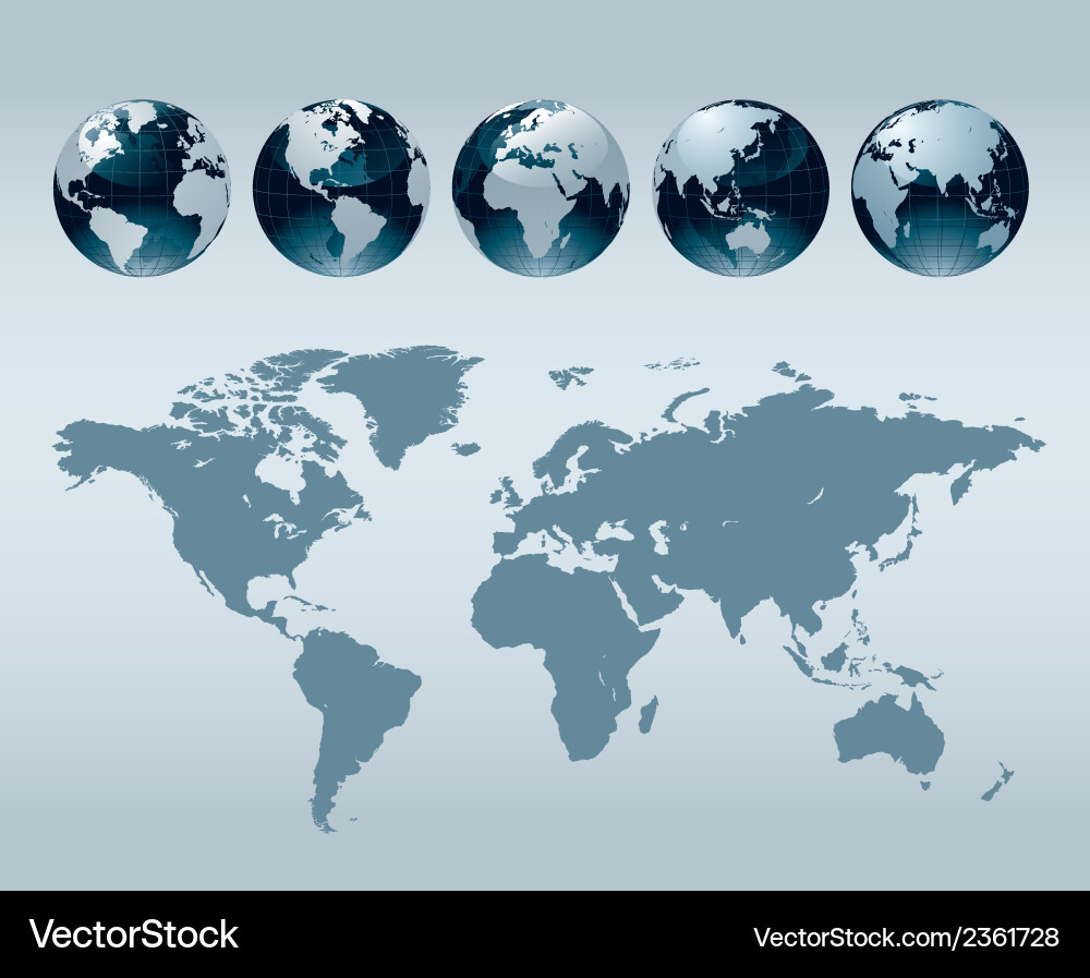 World globe maps Royalty Free Vector Image - VectorStock