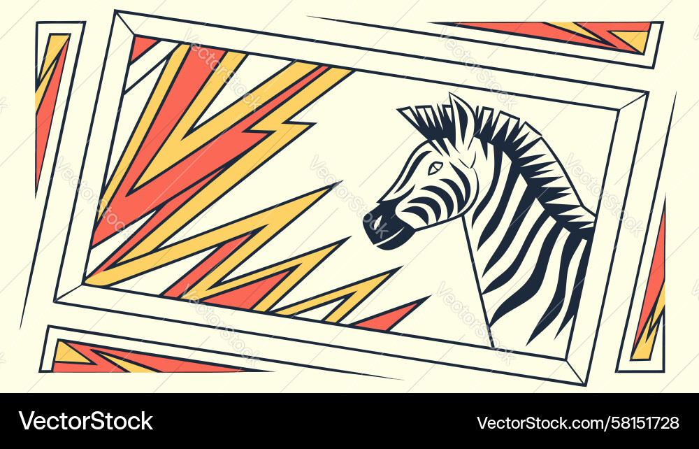 Zebra Head in Dynamic Zigzag Frame Vector Image