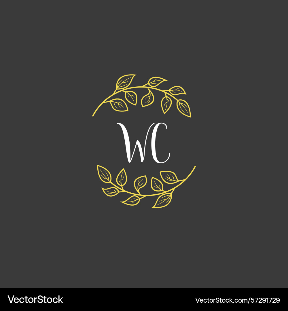 Botanical monogram logos with initial wc Botanical monogram logos with initial wc Vector Image