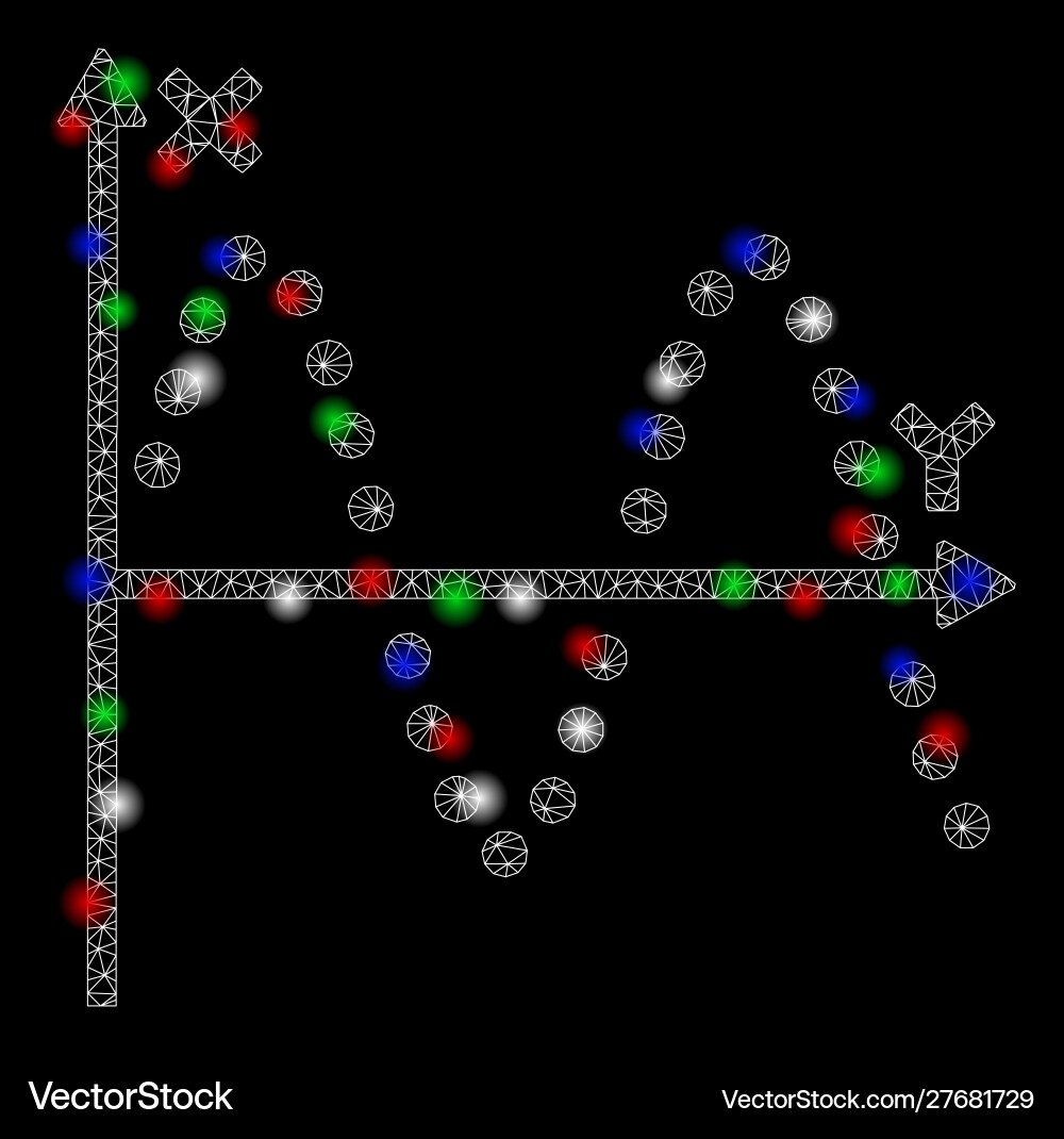 Bright mesh network sine plot with flare spots Bright mesh network sine plot with flare spots vector image