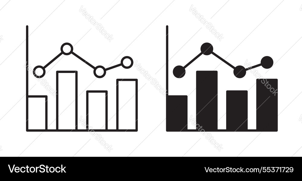 Chart histogram icon set in thin line for web Chart histogram icon set in thin line for web vector image