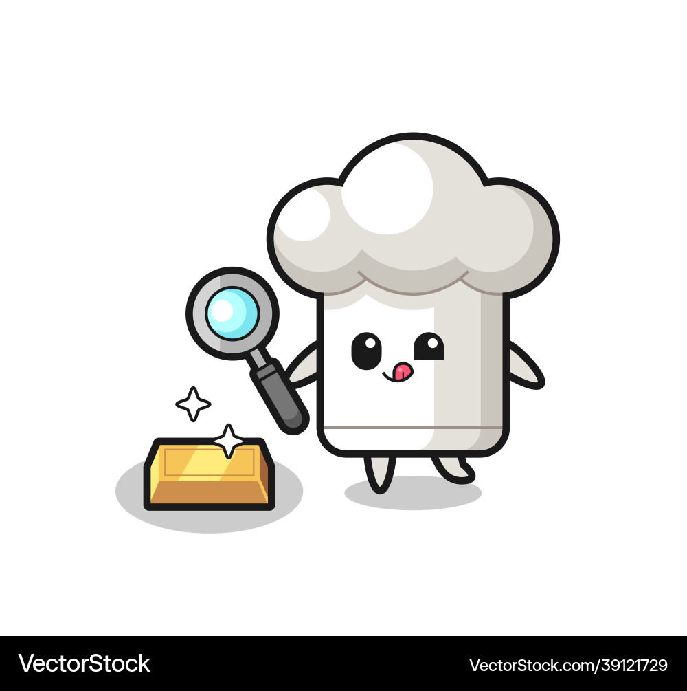 Chef hat character is checking the authenticity Chef hat character is checking the authenticity vector image