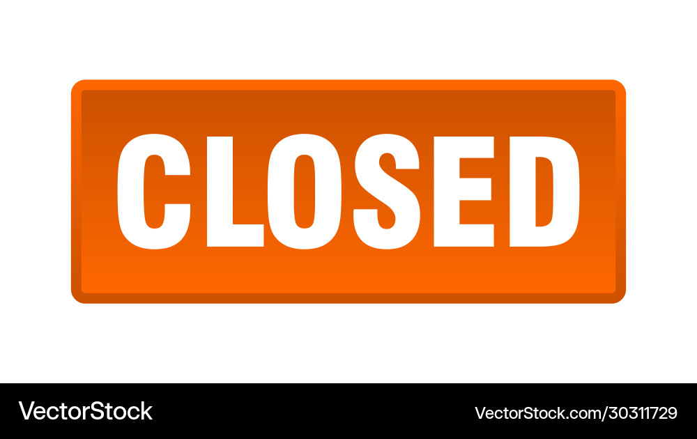 Closed button square orange push vector image