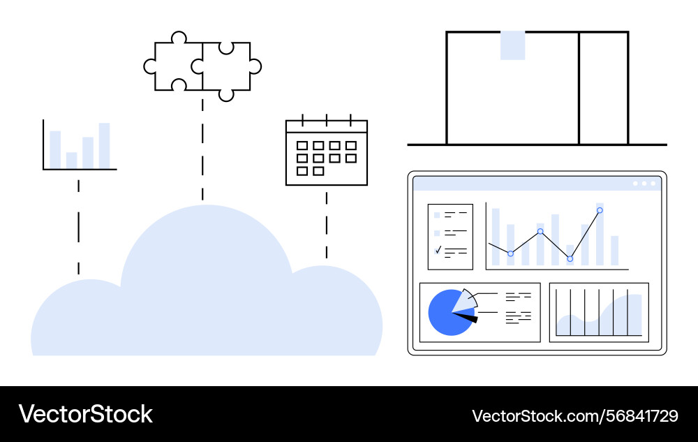 Cloud-based data integration with analytics vector image