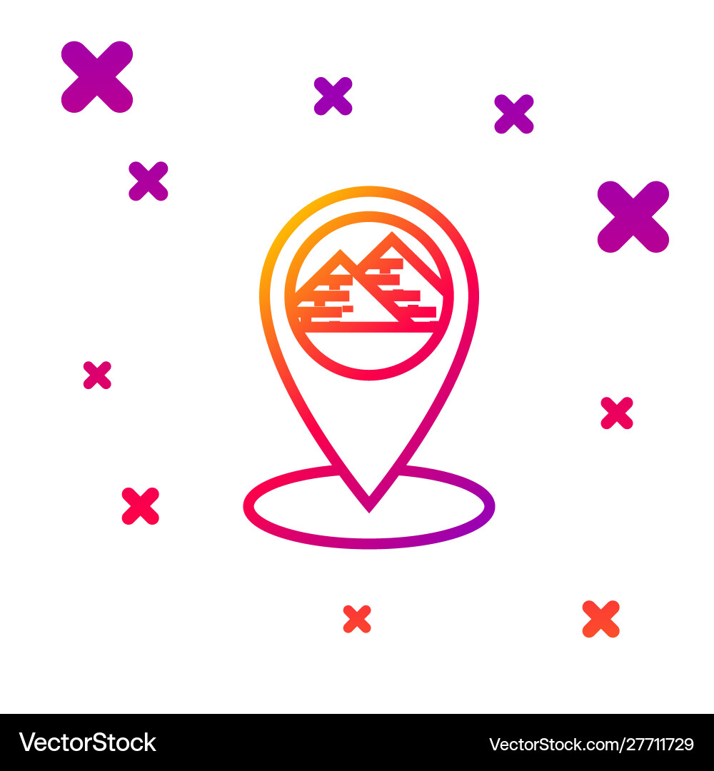 Color line map pointer with egypt pyramids icon Color line map pointer with egypt pyramids icon vector image