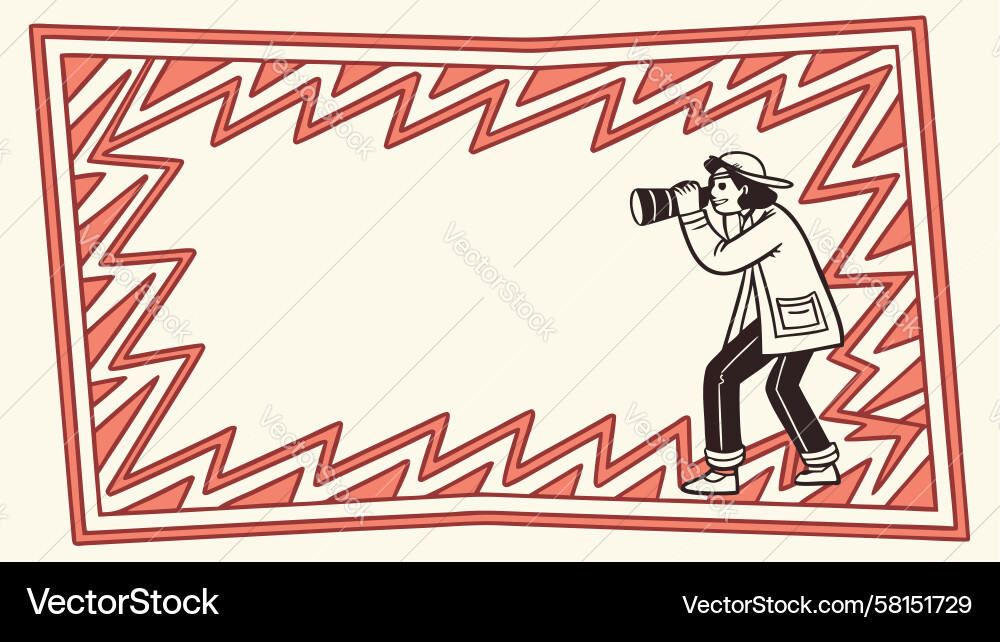 Dynamic Photographer in Zigzag Pattern Vector Image