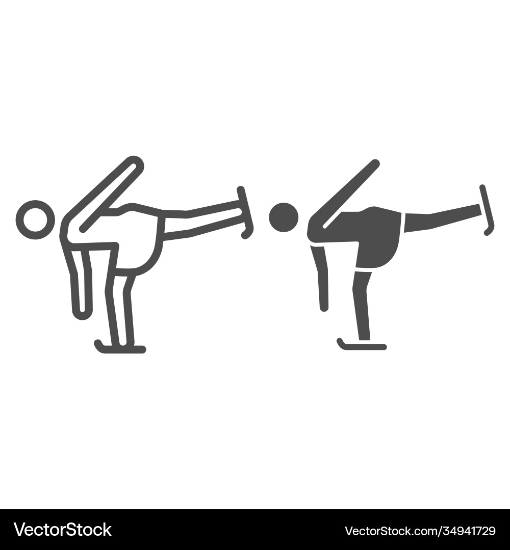 Figure skater performs exercise line and solid Figure skater performs exercise line and solid vector image