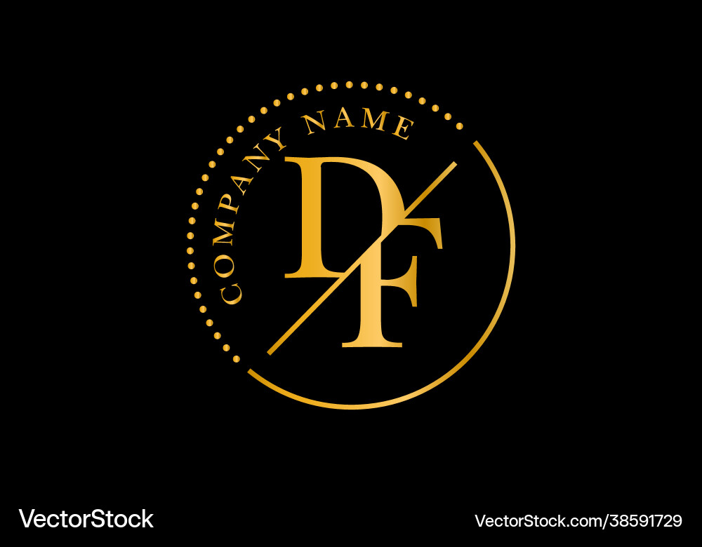 Golden letters df with circle frames Vector Image