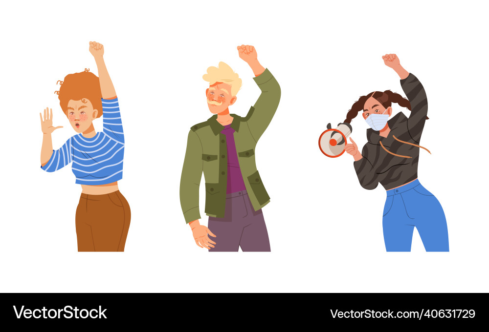 People demonstrating protesting or taking part People demonstrating protesting or taking part Vector Image