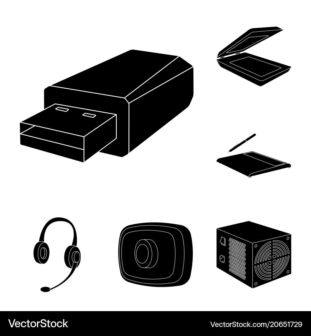 Personal computer black icons in set collection Vector Image