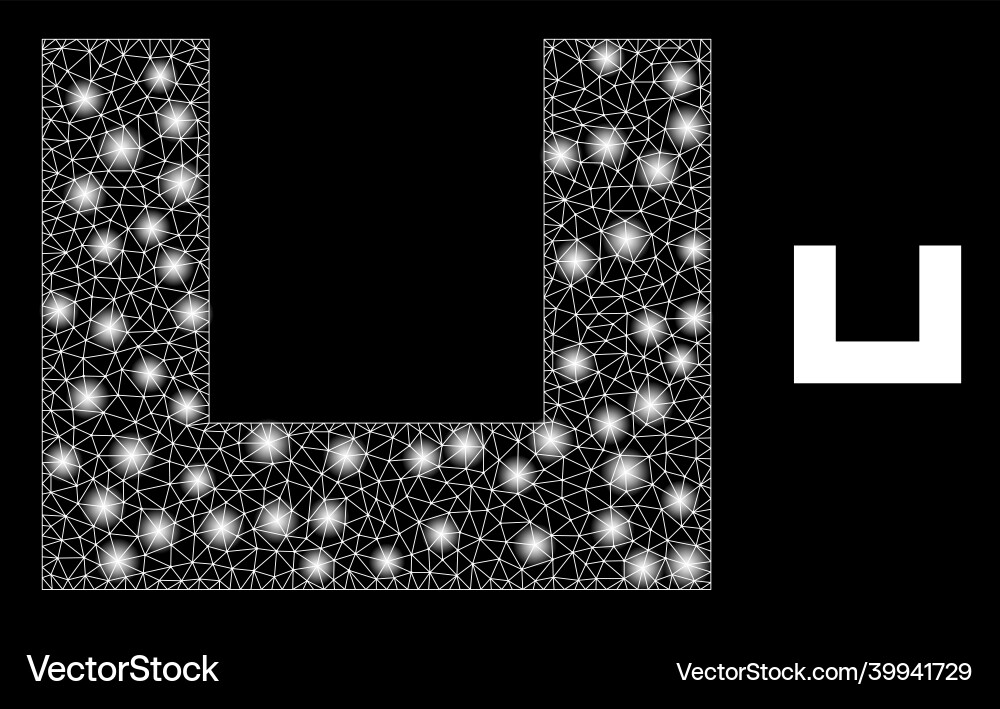 Polygonal network mesh empty box with lightspots Polygonal network mesh empty box with lightspots Vector Image