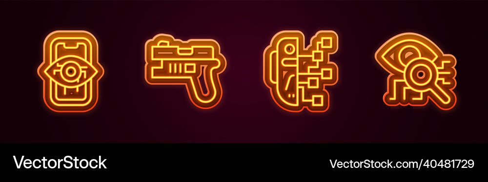 Set line computer vision futuristic weapon Set line computer vision futuristic weapon vector image