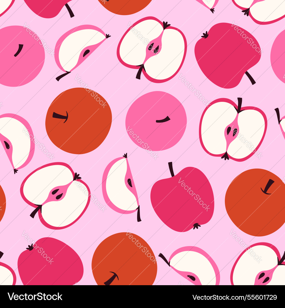 Simple seamless apple pattern with pink and red Vector Image