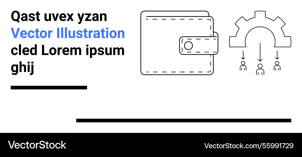 Wallet and gear mechanism with user connection Wallet and gear mechanism with user connection Vector Image