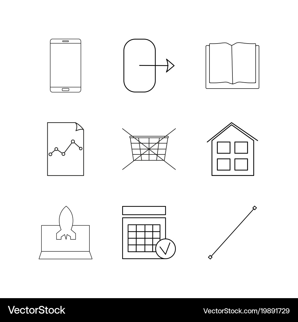 Web linear icon set simple outline icons vector image