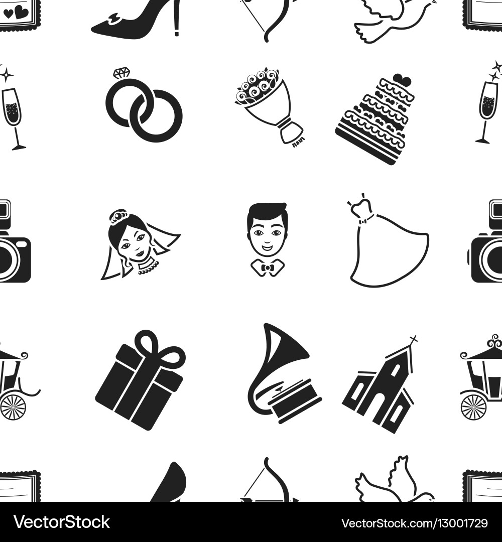Weeding pattern icons in black style big Vector Image