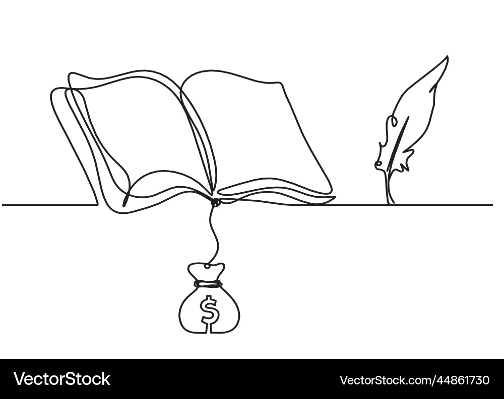 Abstract open book with dollar as line drawing vector image