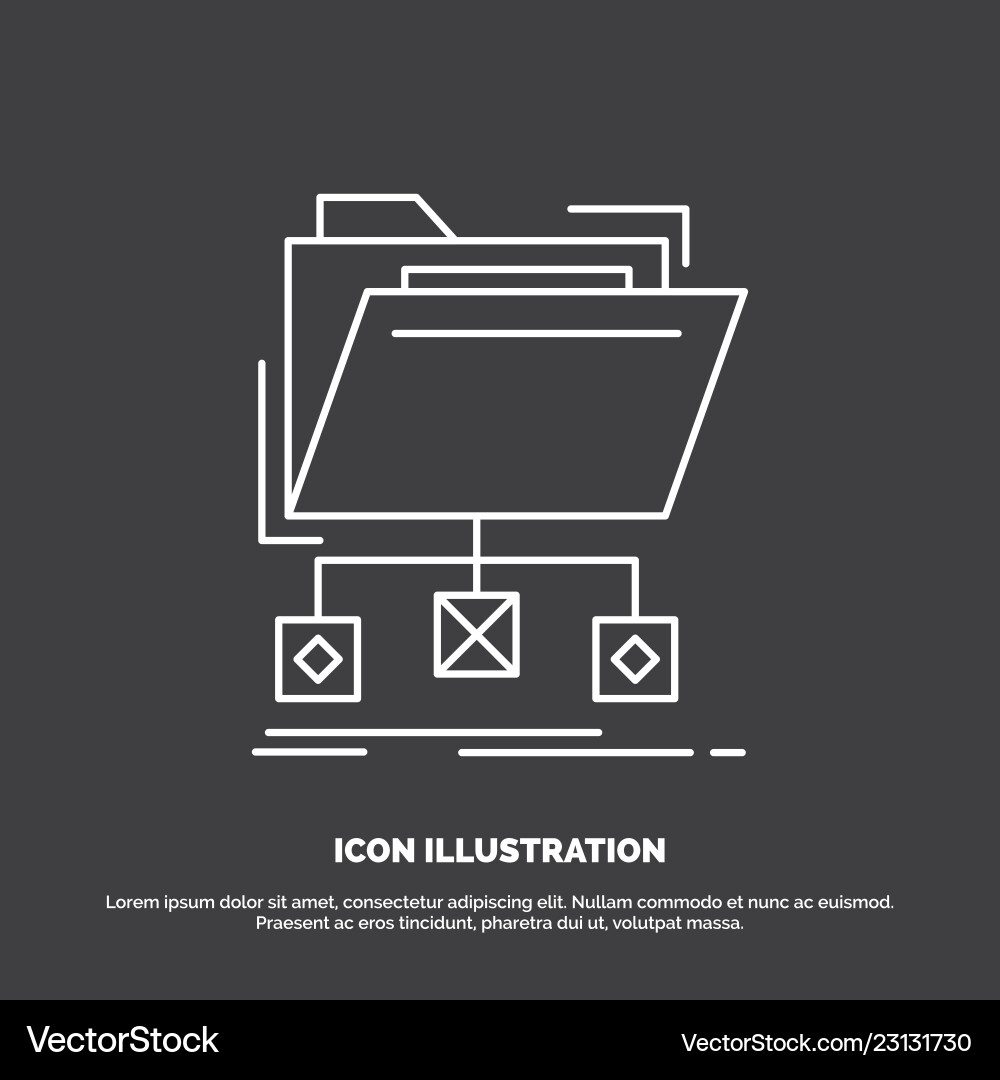 Backup data files folder network icon line symbol Backup data files folder network icon line symbol Vector Image