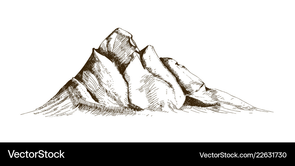 Bergspitze oder Gipfelhand gezogen Bergspitze oder Gipfelhand gezogen vektorbild