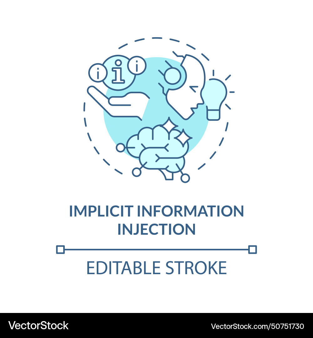 Implicit information injection soft blue concept vector image