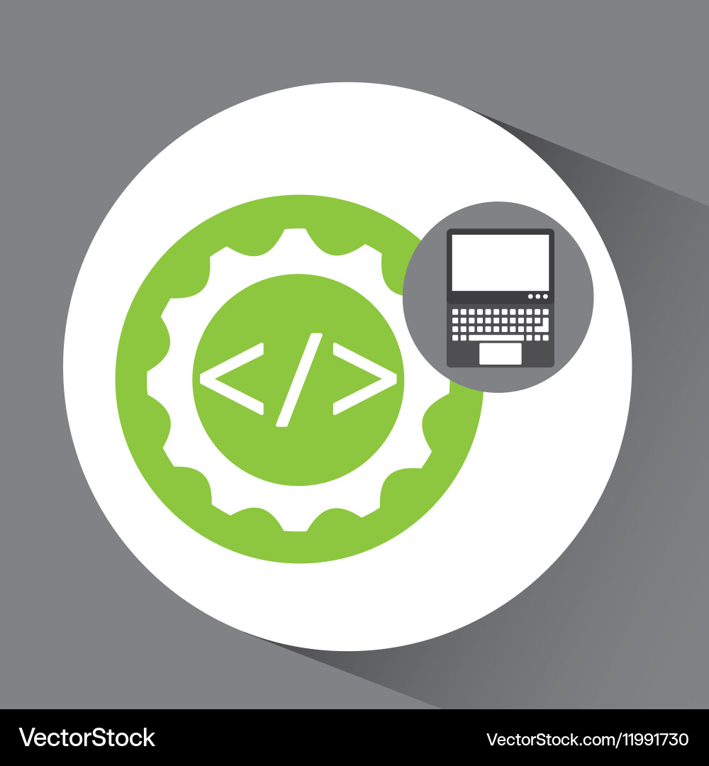 Laptop technology coding web icon Vector Image